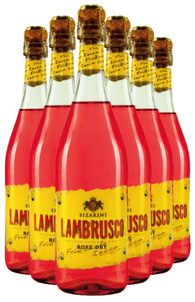 Вино ігристе Sizarini Lambrusco / Сізаріні Ламбруско рожеве сухе 0,75л 10,5% х 6 шт.