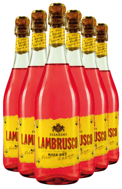 Вино ігристе Sizarini Lambrusco / Сізаріні Ламбруско рожеве сухе 0,75л 10,5% х 6 шт.