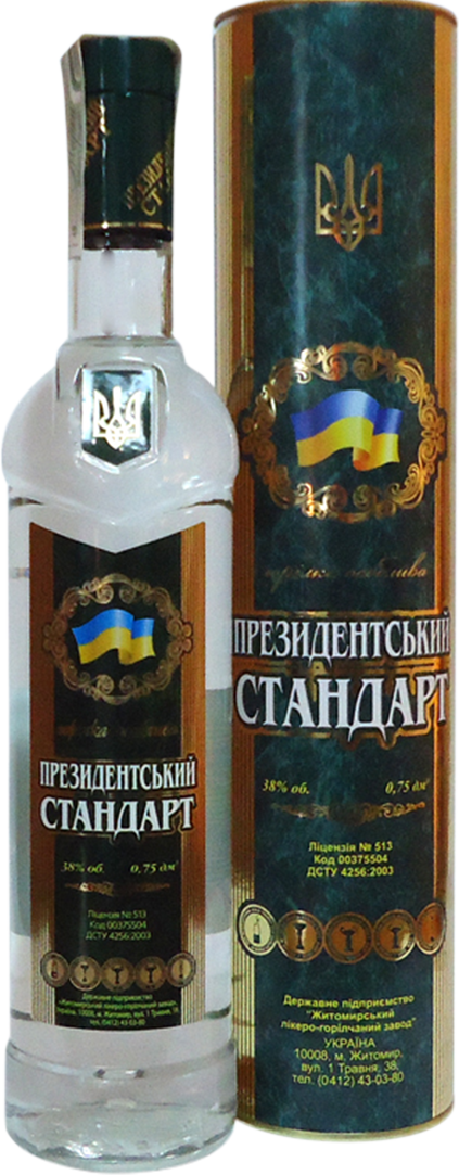 Горілка Президентський Стандарт особлива 0,7л 38% тубус