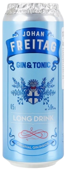 Напиток слабоалкогольный сильногазированный Johan Freitag gin&tonic 0,5л 5% ж/б