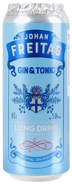 Напиток слабоалкогольный сильногазированный Johan Freitag gin&tonic 0,5л 5% ж/б