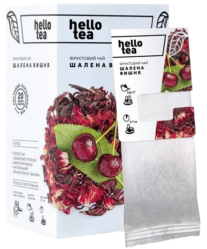 Чай фруктовый Hello Tea Сумасшедшая Вишня фильрт-пак 20шт