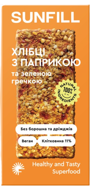 Хлібці з паприкою та зеленою гречкою Sunfill/Санфіл 91г