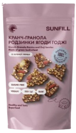 Кранч-гранола Sunfill/Санфилл изюм-ягоды Годжи 150г