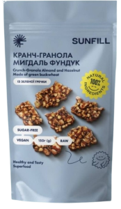 Кранч-гранола Sunfill миндаль-фундук,150г