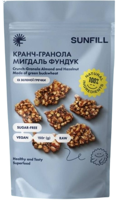 Кранч-гранола Sunfill миндаль-фундук,150г