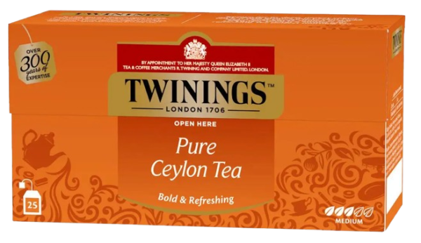 Чай Twinings чёрный цейлонский в пакетиках 25х2г