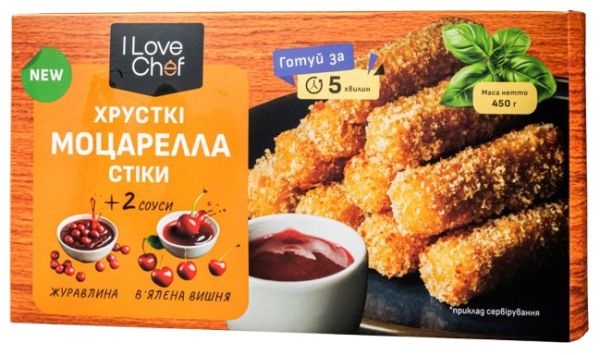 I Love Chef хрусткі стікси Моцарелла з ягідними соусами 450г