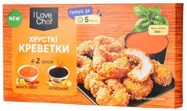 I Love Chef хрустящие креветки с соусами манго-чили и азиатским 350г