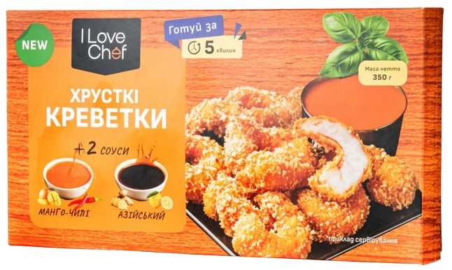 I Love Chef хрустящие креветки с соусами манго-чили и азиатским 350г