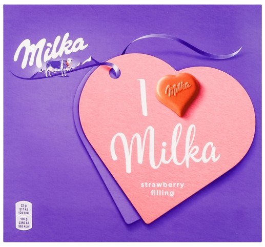 Конфеты Milka / Милка с кремово-клубничной начинкой в молочном шоколаде 110г
