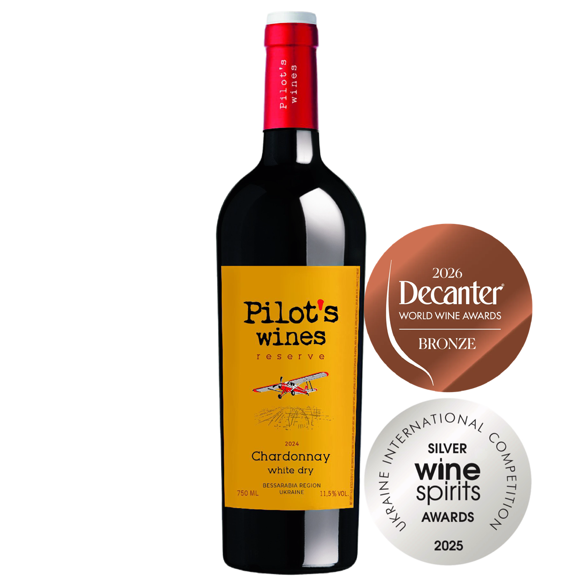 Вино Pilot’s Wines Chardonnay Reserve / Пайлотс Вайнс Шардоне біле сухе 0,75 л 11%