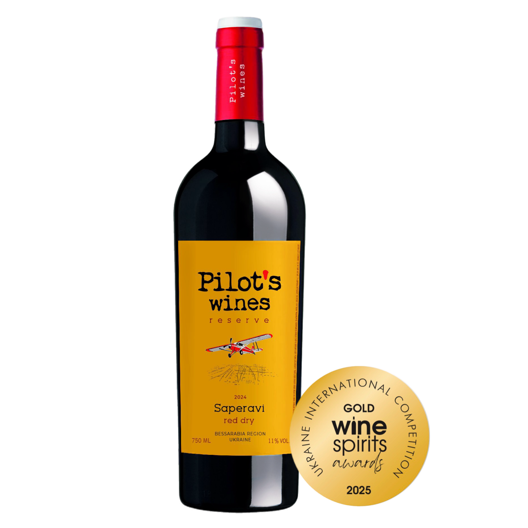 Вино Pilot’s Wines Saperavi Reserve / Пайлотс Вайнс Сапераві червоне сухе 0,75 л 11%