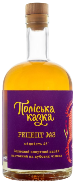 Зерновой спиртной напиток настоянный на дубовых чипсах «Поліська казка «Рецепт №3» 0,5л 45%