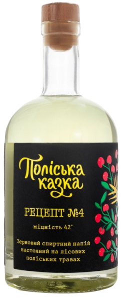 Зерновий спиртний напій настояний на лісових поліських травах “Поліська казка «Рецепт №4» 0,5л 42%