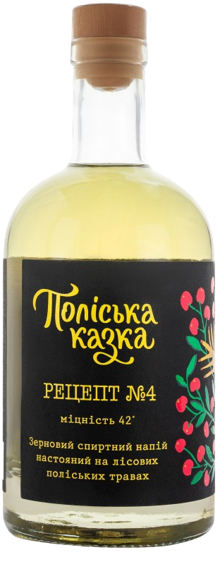 Зерновий спиртний напій настояний на лісових поліських травах “Поліська казка «Рецепт №4» 0,7л 42%