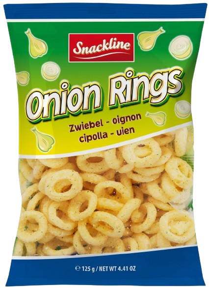 Кукурудзяні кільця Snackline з цибулею, солоні 125 г