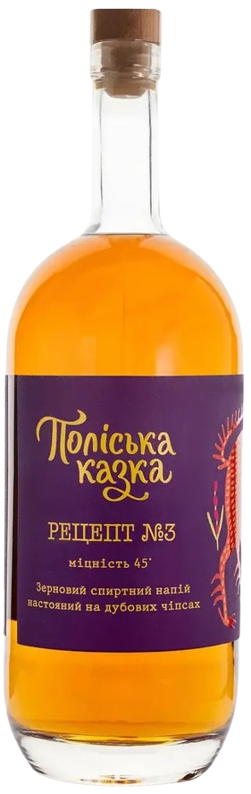 Зерновий спиртний напій настояний на дубових чіпсах “Поліська казка «Рецепт №3» 0,7л 45%