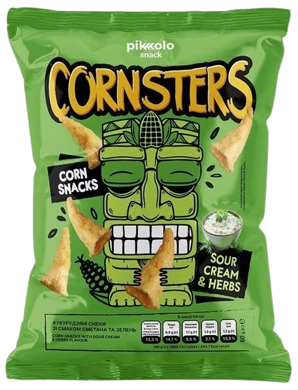 Снеки кукурудзяні Cornsters зі смаком сметана та зелень 60г