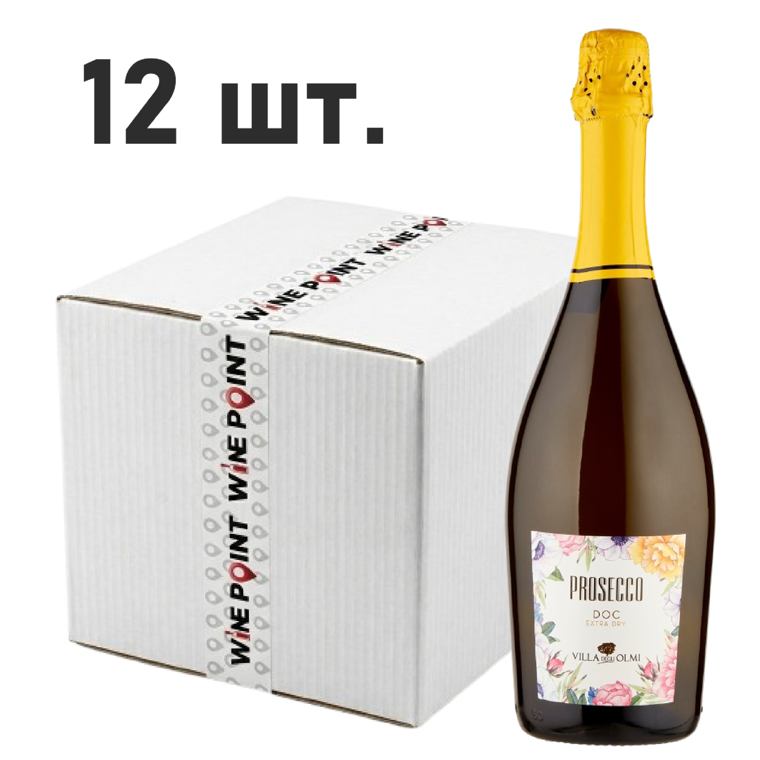 Вино ігристе Fiori Prosecco DOC / Фіорі Просекко біле сухе 0,75л 11% х 12 шт. (229 грн./пл.)