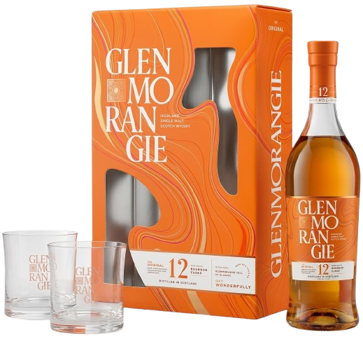 Віскі Glenmorangie The Original + 2 Glasses / Гленморандж Оріджинал 12 років + 2 стакани 0,7л 40%